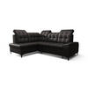ECKSOFA KONGO RBN16, Eckcouch in L-Form mit Schlaffunktion, Farbe: Schwarz, Kunstleder, Ottomane Links - Schwarz, Textil (268/210cm) - O-Sofa