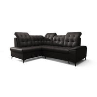 ECKSOFA KONGO RBN16, Eckcouch in L-Form mit Schlaffunktion, Farbe: Schwarz, Kunstleder, Ottomane Links - Schwarz, Textil (268/210cm) - O-Sofa