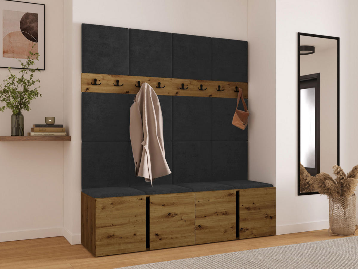 GARDEROBEN-SET Orion V - Anthrazit/Eiche Artisan, Holzwerkstoff/Kunststoff (168/186/46cm) - MIRJAN24