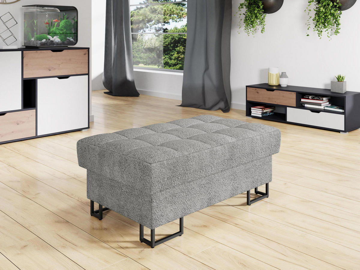 POLSTERHOCKER Laris - Schwarz/Alufarben, Holz/Textil (106/44/67cm) - MIRJAN24