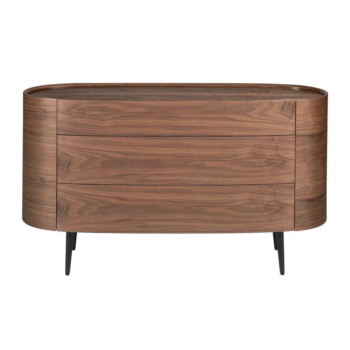 KOMMODE Kommode aus Nussbaumholz und schwarzem Stahl Ø135/48/75 cm - Walnussfarben/Schwarz, Holz (135/75/48cm) - ANGEL CERDA