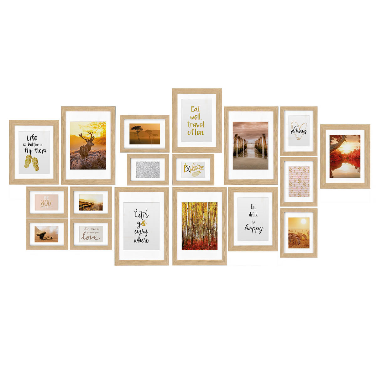 BILDERRAHMEN Passion MDF Eiche (18tlg) - Eichefarben, Holzwerkstoff (24/27/36cm) - BoMoe