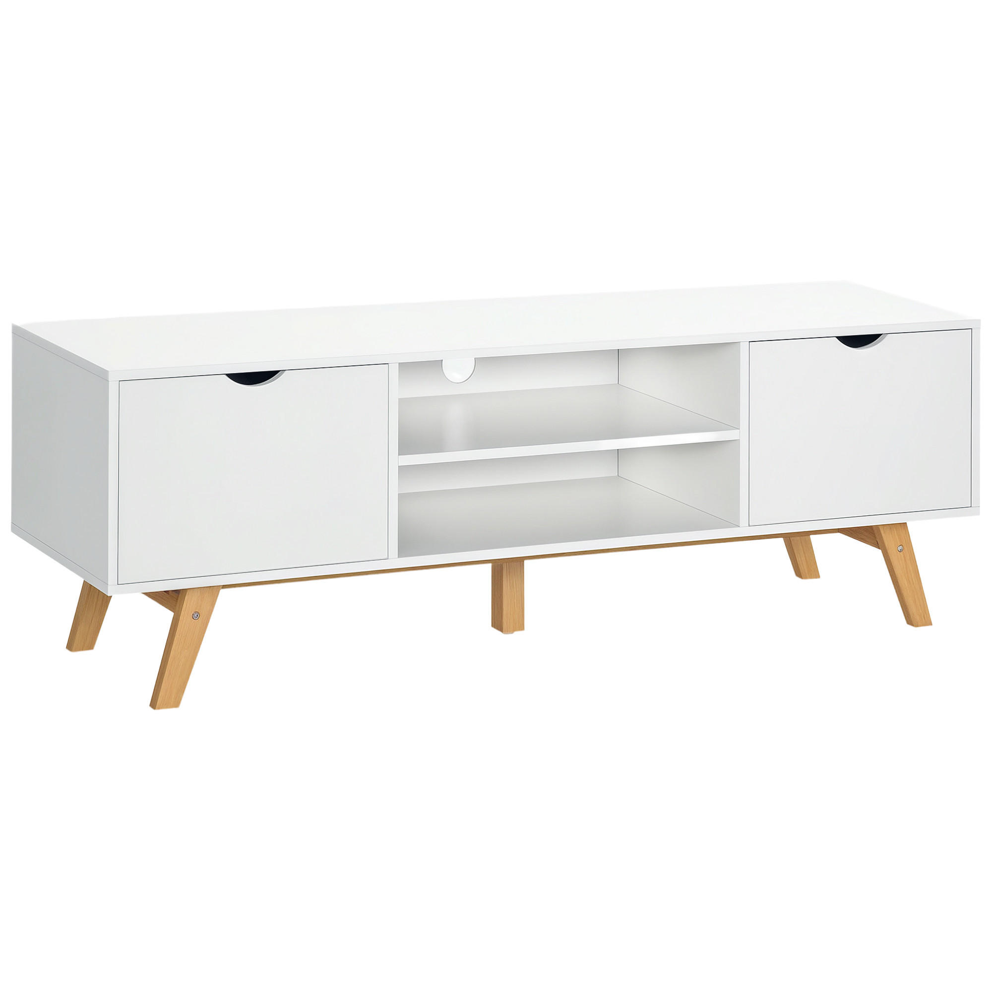 TV-LOWBOARD Weiß 150/39/50 cm, 2 Türen, Skandinavischer Stil - Weiß, Holzwerkstoff (150/50/39cm) - PANGIVO
