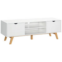 TV-LOWBOARD Weiß 150/39/50 cm, 2 Türen, Skandinavischer Stil - Weiß, Holzwerkstoff (150/50/39cm) - PANGIVO