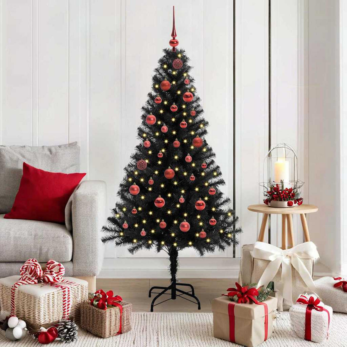 WEIHNACHTSBAUM 75/75/150 cm Schwarz PVC - Schwarz, Kunststoff (150cm) - vidaXL