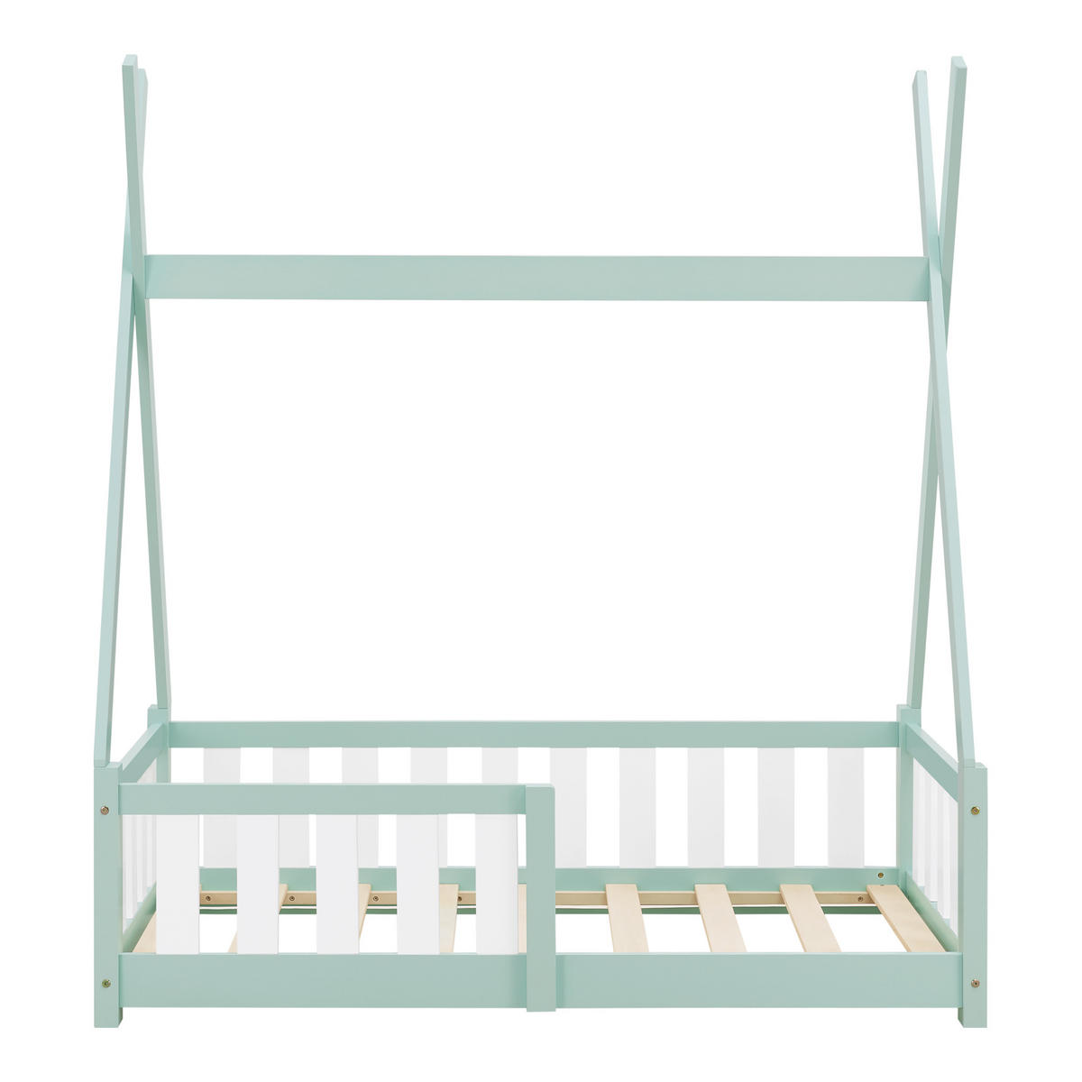 KINDERBETT Helsingborg - Mintgrün, Holz (70/140cm) - [en.casa]