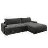 ECKSOFA mit Schlaffunktion - Longchair - Dunkelgrau/Schwarz, Kunststoff/Textil (253/167cm) - home24