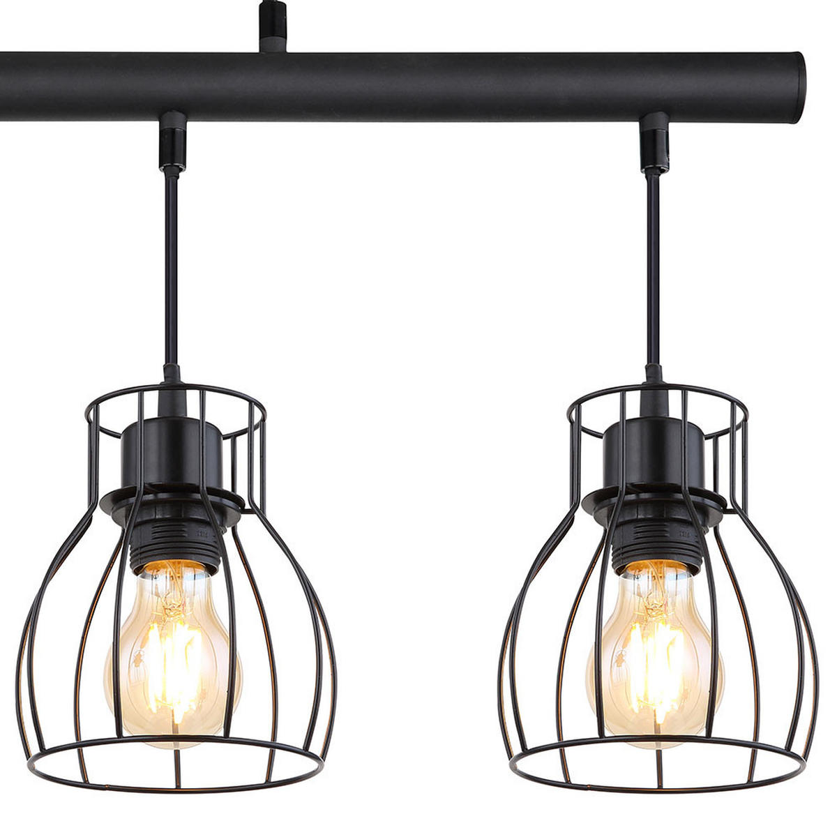 HÄNGELEUCHTE Käfig-Design Schwarz 4-Flammig - Schwarz, Metall (77/14/120cm) - Globo Lighting