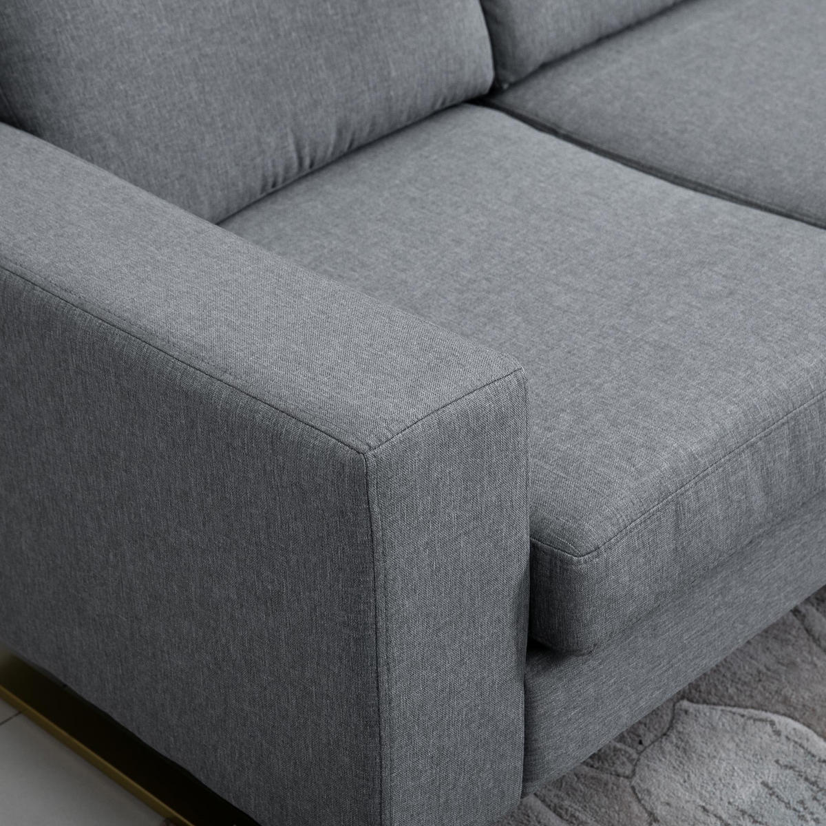 SOFA 3-Sitzer, Holz, Stoff, Dunkelgrau - Dunkelgrau, Holz (82/78/200cm) - HOMCOM