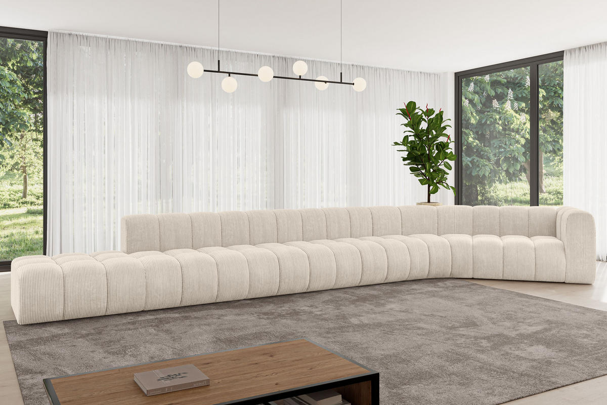 ECKSOFA modulares Sofa Tilmo-L3 - 581x194x70 cm Beige - Beige, Holzwerkstoff/Textil (581/194cm) - ALTDECOR