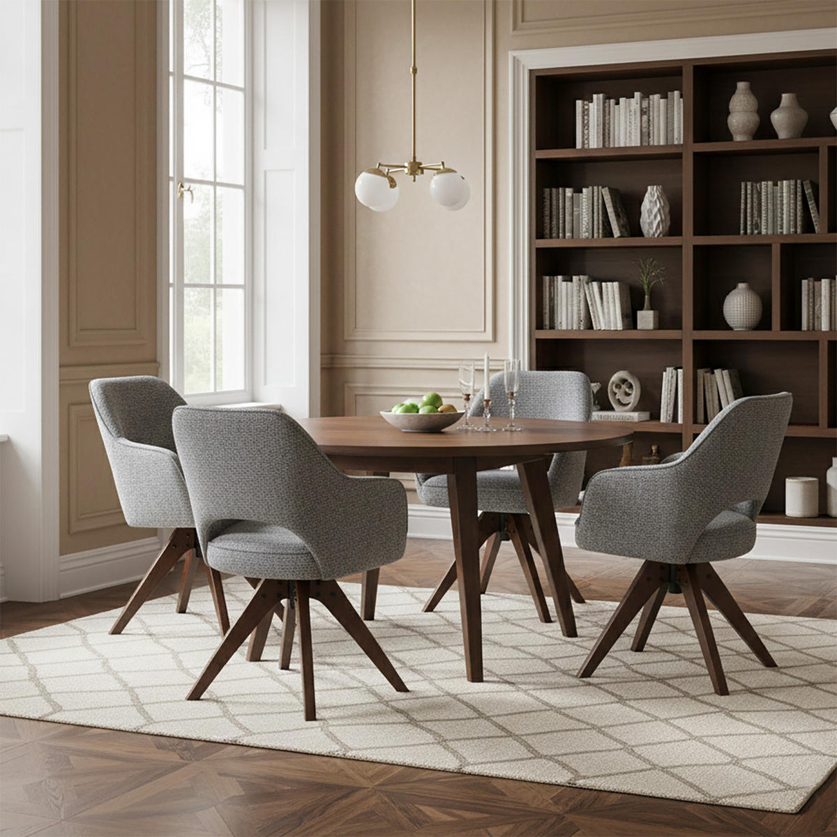 DREHSTUHL Mika-Lena 2er-Set - Dunkelgrau/Nussbaumfarben, Eichenholz/Holz (60/87/65cm) - DUBI Möbel