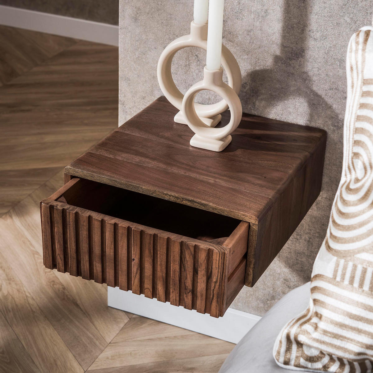 NACHTTISCH Carve - Braun - 35/35/14 cm - 2er-Set - Braun, Holz (35/14/35cm) - Hoyz Collection