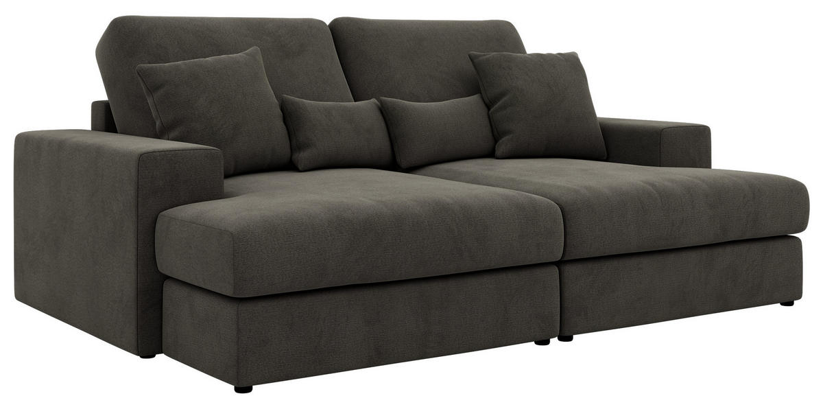 TROJMIESTNA POHOVKA ANERA - Tmavosivá Samet - čierna/tmavosivá, textil/plast (248/107/163cm) - MKS