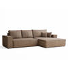 ECKSOFA MIT SCHLAFFUNKTION Maze Hellbraun Webstoff - Hellbraun/Schwarz, Holz/Holzwerkstoff (294/185cm) - Maison de Reve