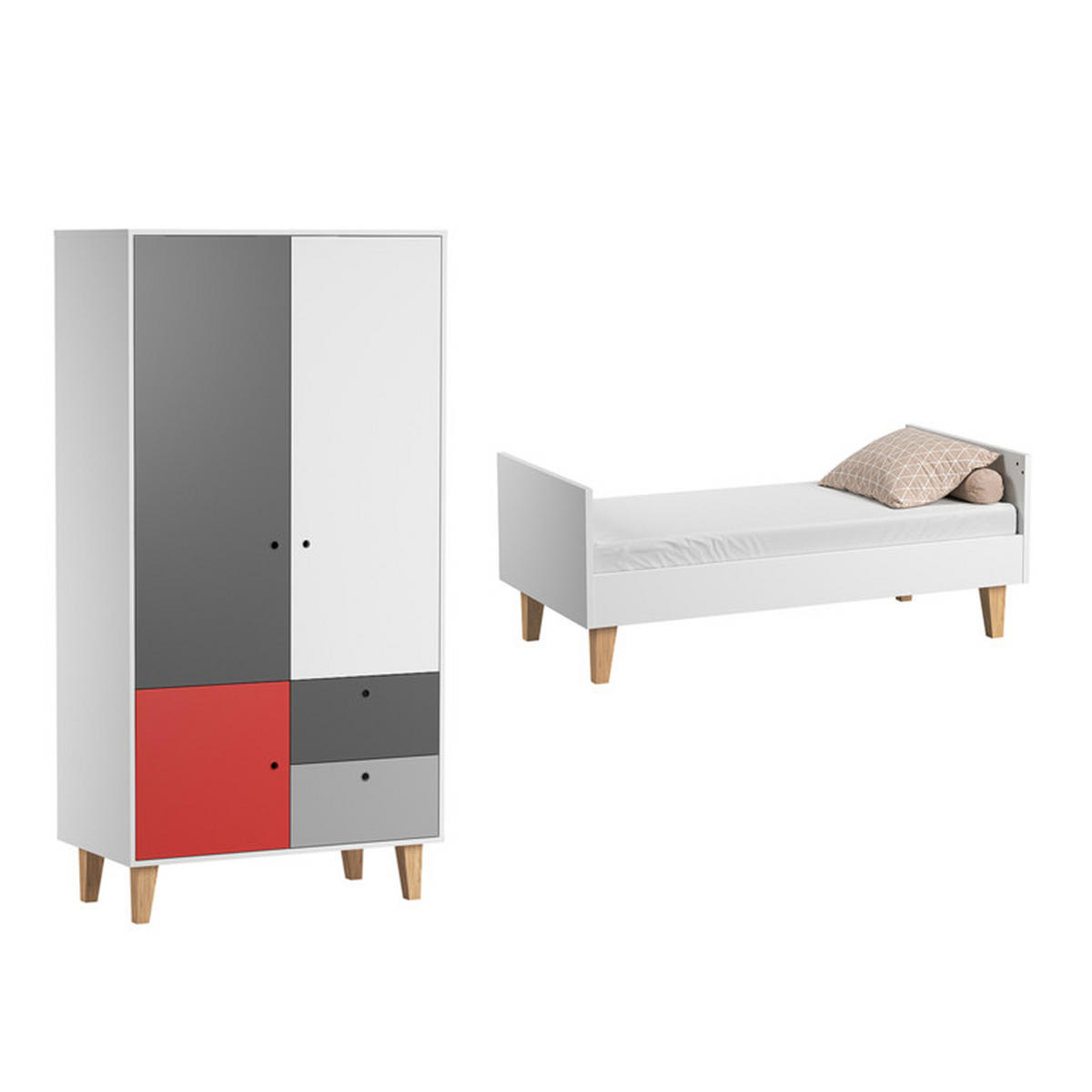 BABYZIMMER 2-teilig rot - Rot, Holzwerkstoff (144.5/97/75cm) - Petits-meubles