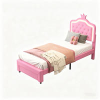 KINDERBETT 90x200 cm in Rosa mit LED und Schublade,Kunstleder - Rosa, Leder/Holz (90/200cm) - PARAFTA HOME