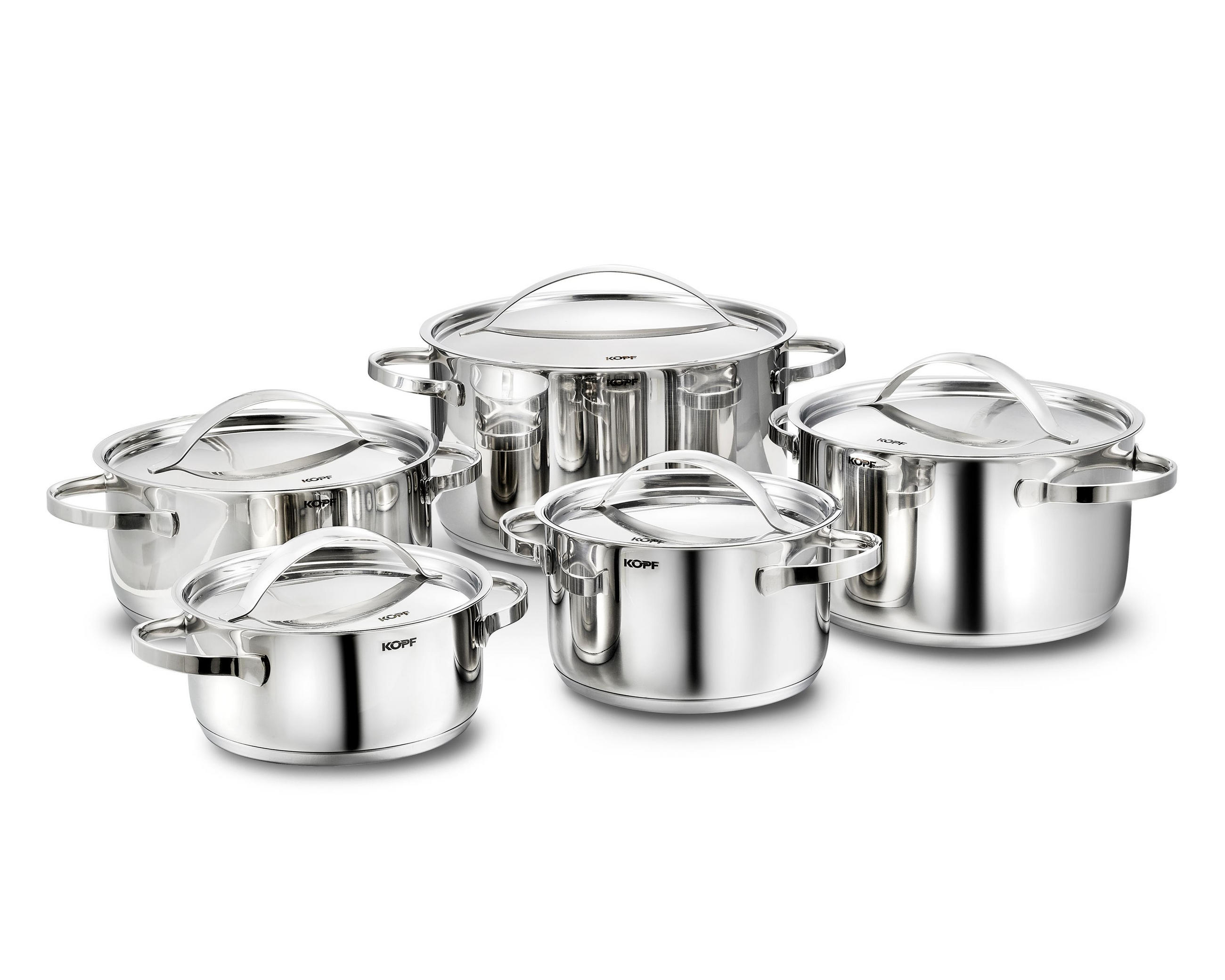 TOPFSET Stilo, Edelstahl, Induktion, 10-teilig - Silberfarben, Metall - KOPF