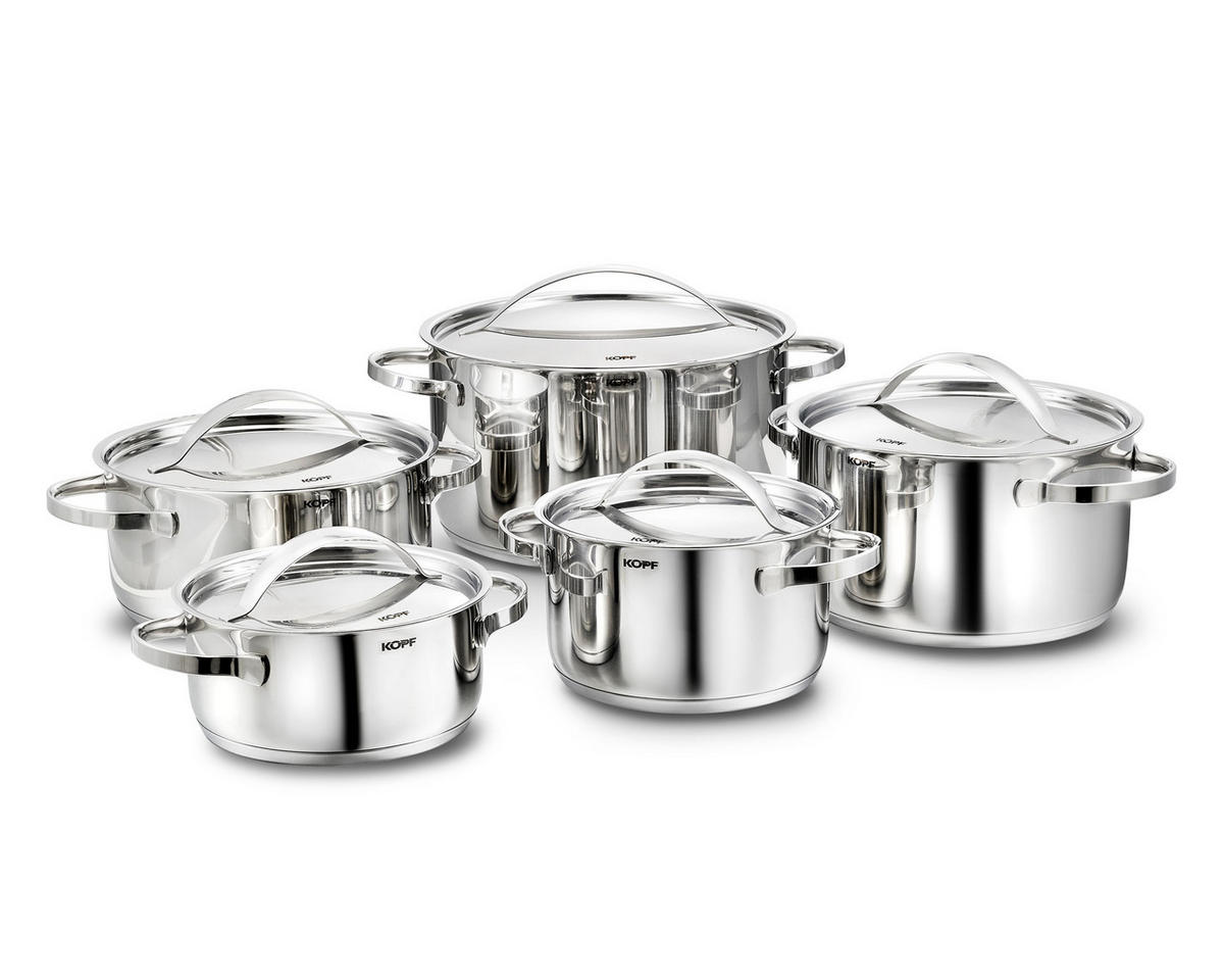 TOPFSET Stilo, Edelstahl, Induktion, 10-teilig - Silberfarben, Metall - KOPF