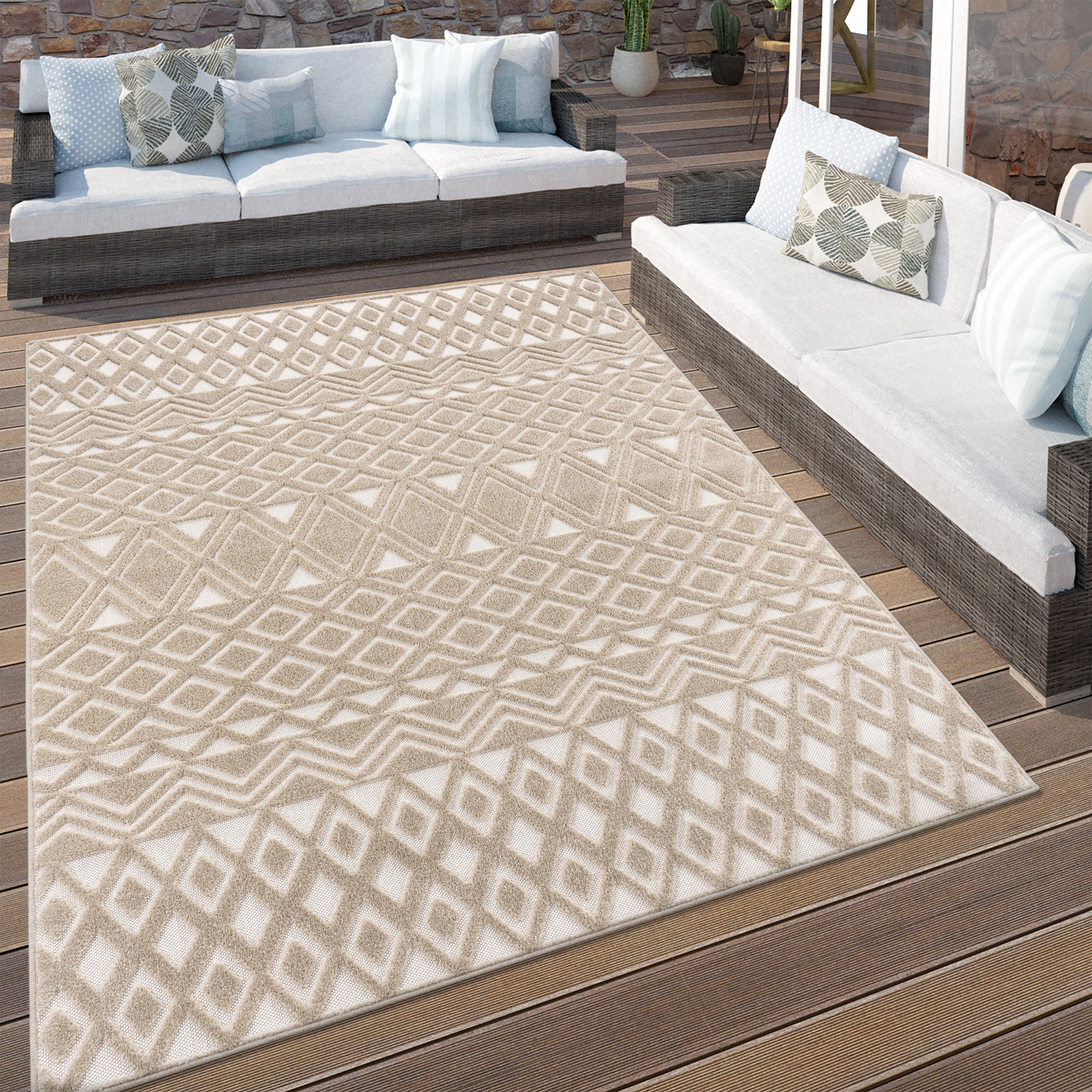 OUTDOORTEPPICH 120/170 cm Stilo 867 - Beige, Textil (120/170cm) - Paco Home
