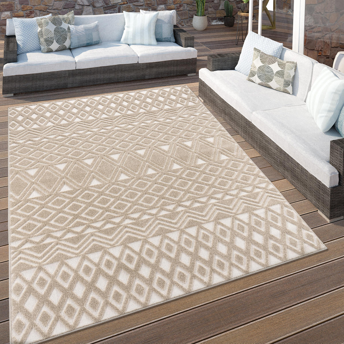 OUTDOORTEPPICH 120/170 cm Stilo 867 - Beige, Textil (120/170cm) - Paco Home