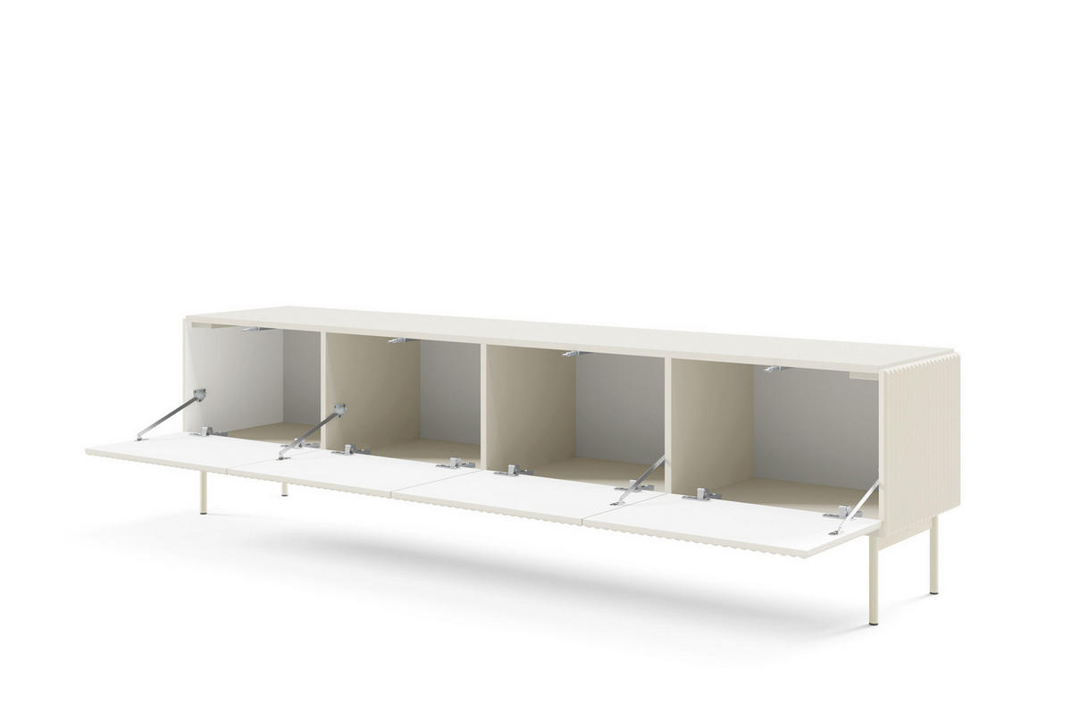 TV-LOWBOARD MUTI 195,2 cm Kaschmir - mit 4 Türen, Riffel-Fronten und Push-to-Open - Kaschmir, Holz/Holzwerkstoff (195/51/40cm) - Ravio