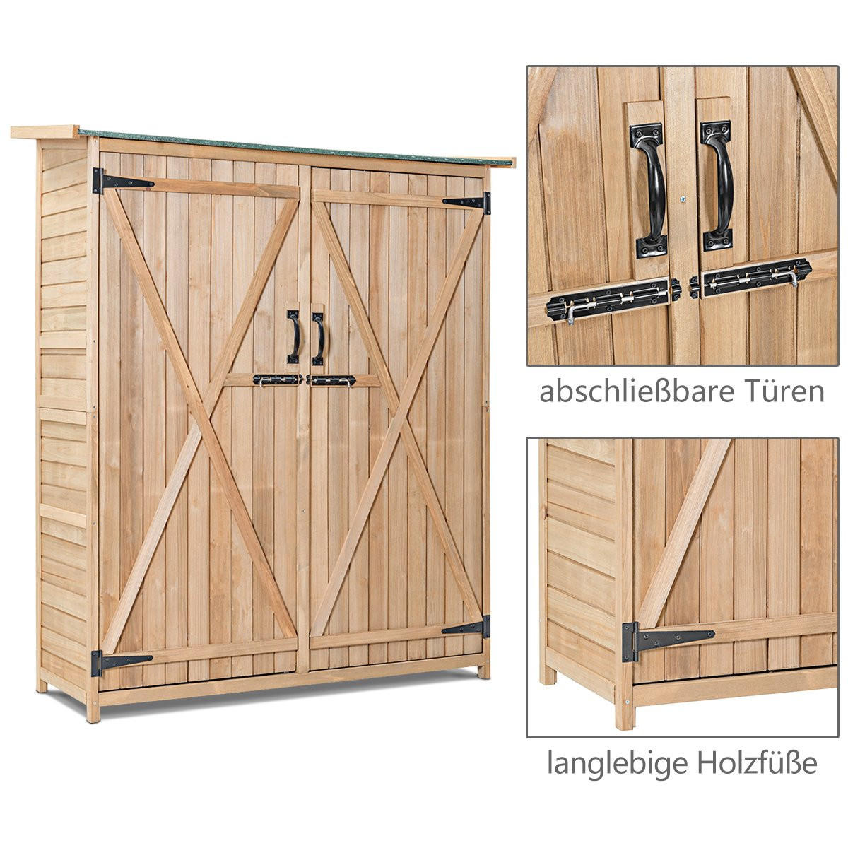 GERÄTEHAUS Natur - Naturfarben, Holz (50/162/140cm) - COSTWAY