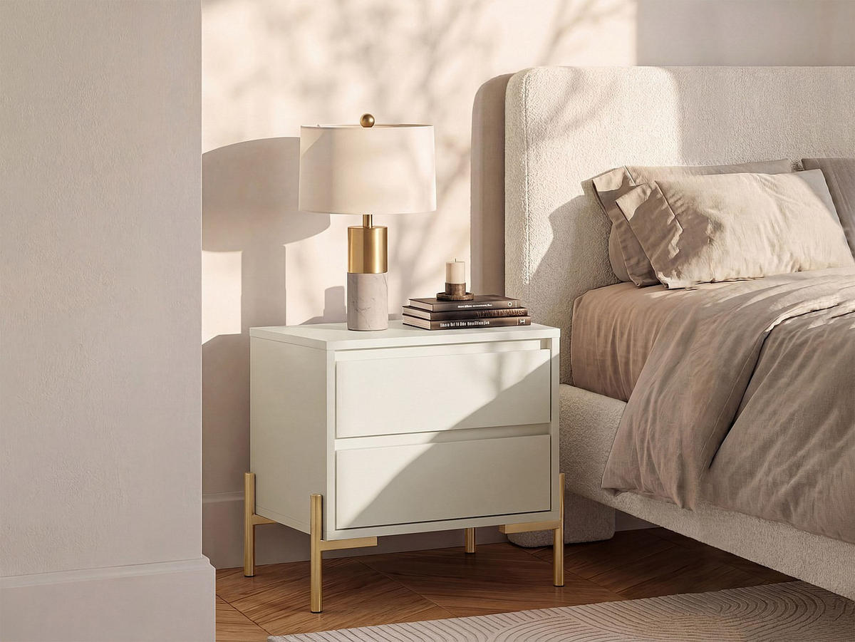 NACHTTISCH - 50 cm x 40 cm - Holz, Platte - Beige - KORASA - Beige, Holz (50/50/40cm) - Vente-Unique