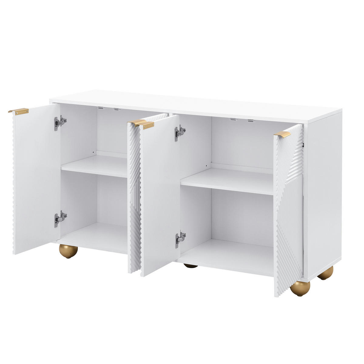 SIDEBOARD mit 4 Türen ca. 120 x 35 x 71,5 cm MDF Weiß - Weiß, Holzwerkstoff (120/71.5/35cm) - Meubliv