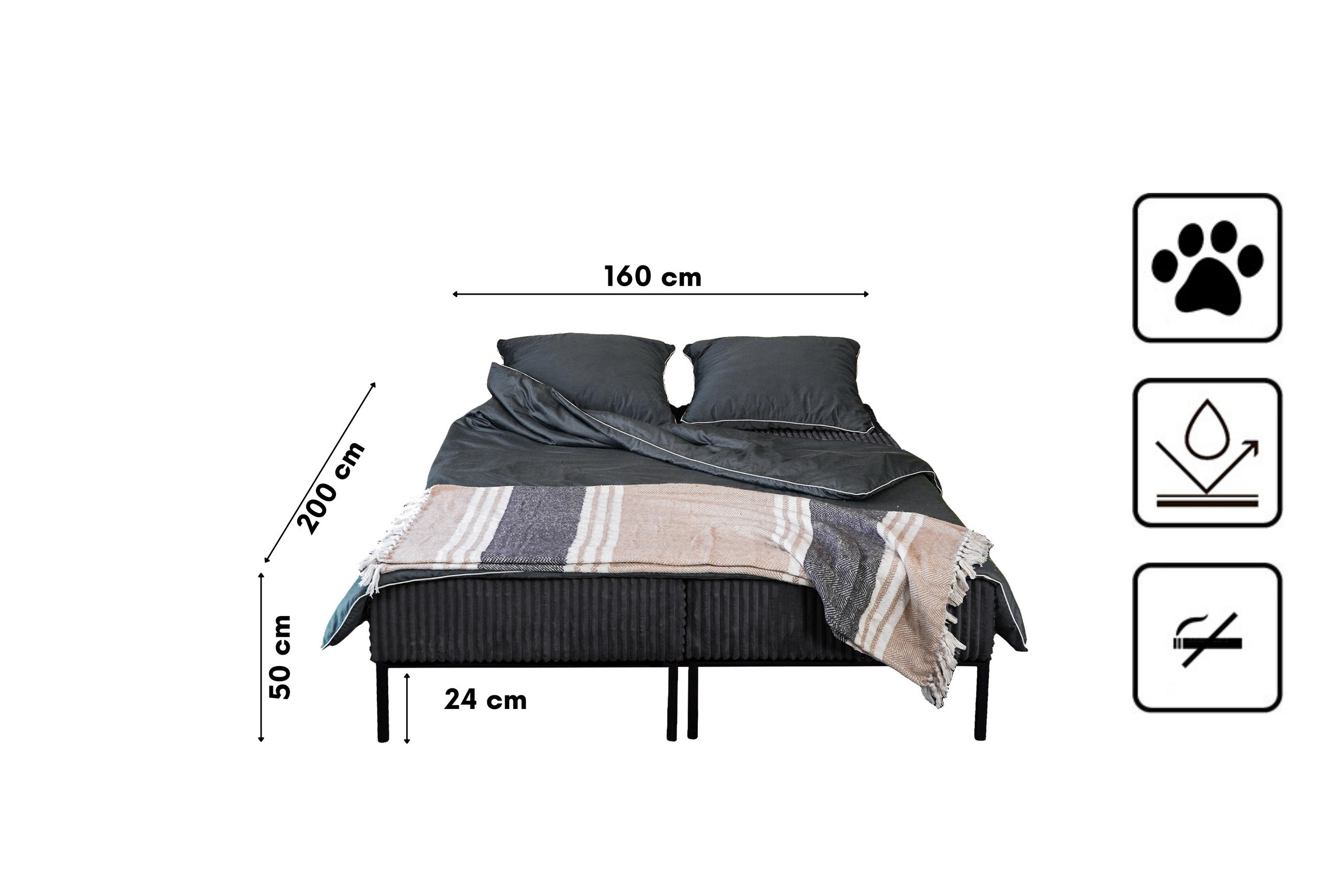 Thumbnail - Kaiser Möbel Ecksofa, Schwarz, Textil, Ottomane rechts,L-Form, 160x145 cm, Wohnzimmer, Sofas & Couches, Wohnlandschaften...