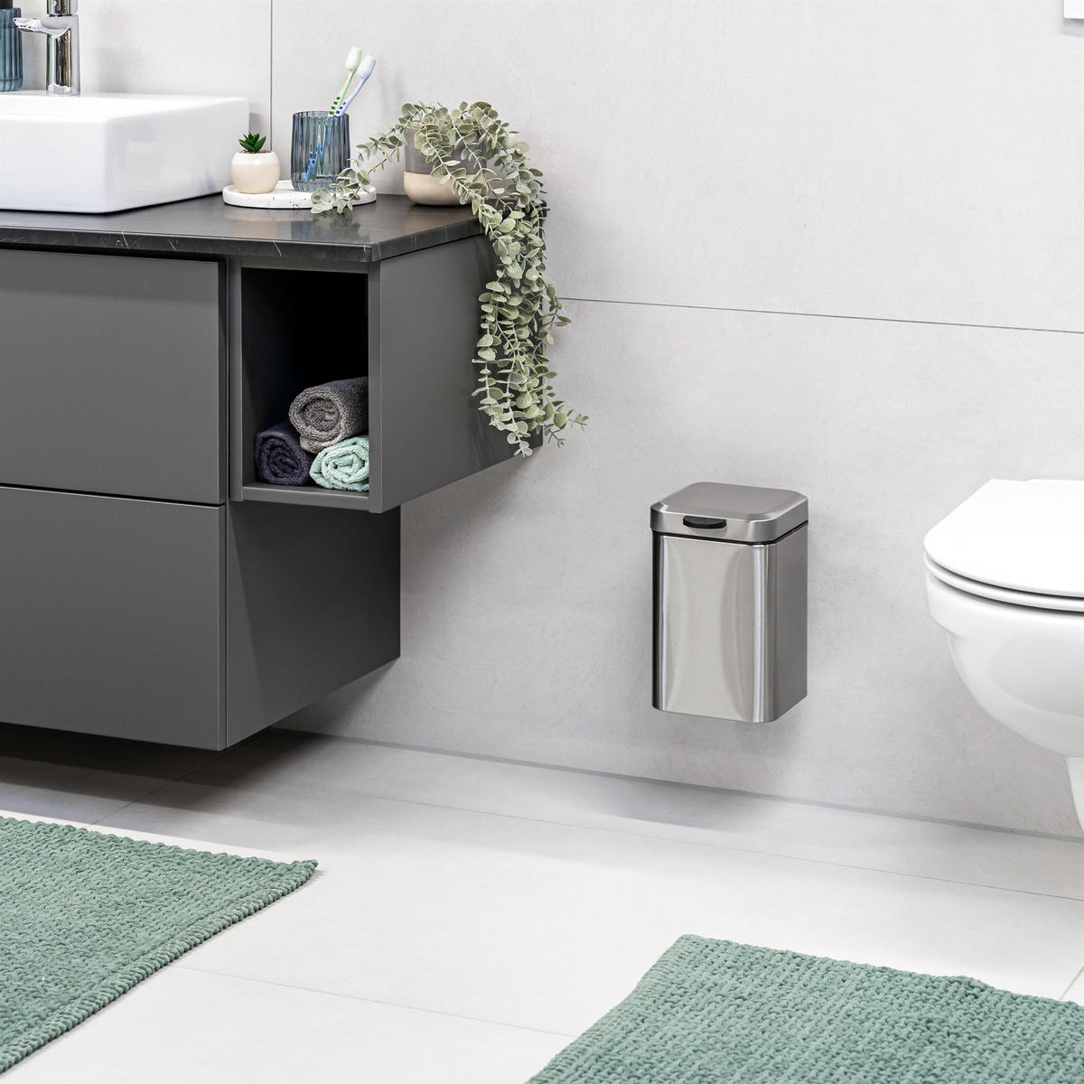 WAND-KOSMETIKEIMER 3 Liter, silber, Edelstahl - Edelstahlfarben, Metall (16/24/23cm) - bremermann