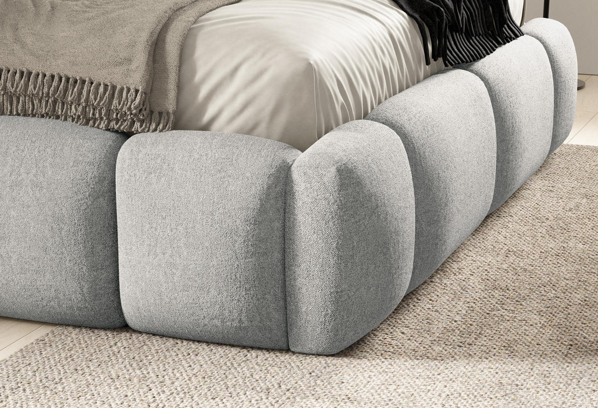 POLSTERBETT ARDELLO mit Beinen mit Bettkasten,Bett 160x200,Doppelbett,Lattenrost,Boxspringbett-Optik,ohne Matratze,Schlafzimmer-Beige - Hellgrau, Holz (180/200cm) - Furnistar