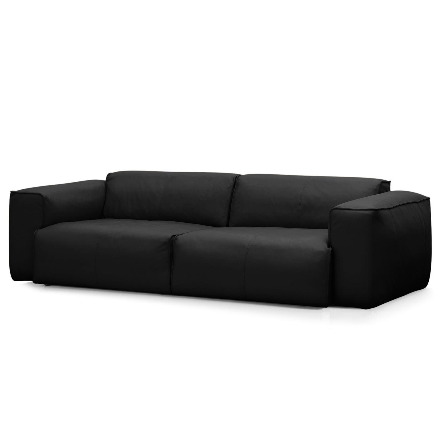 3-SITZER SOFA - Schwarz, Leder/Kunststoff (251/71/102cm) - home24