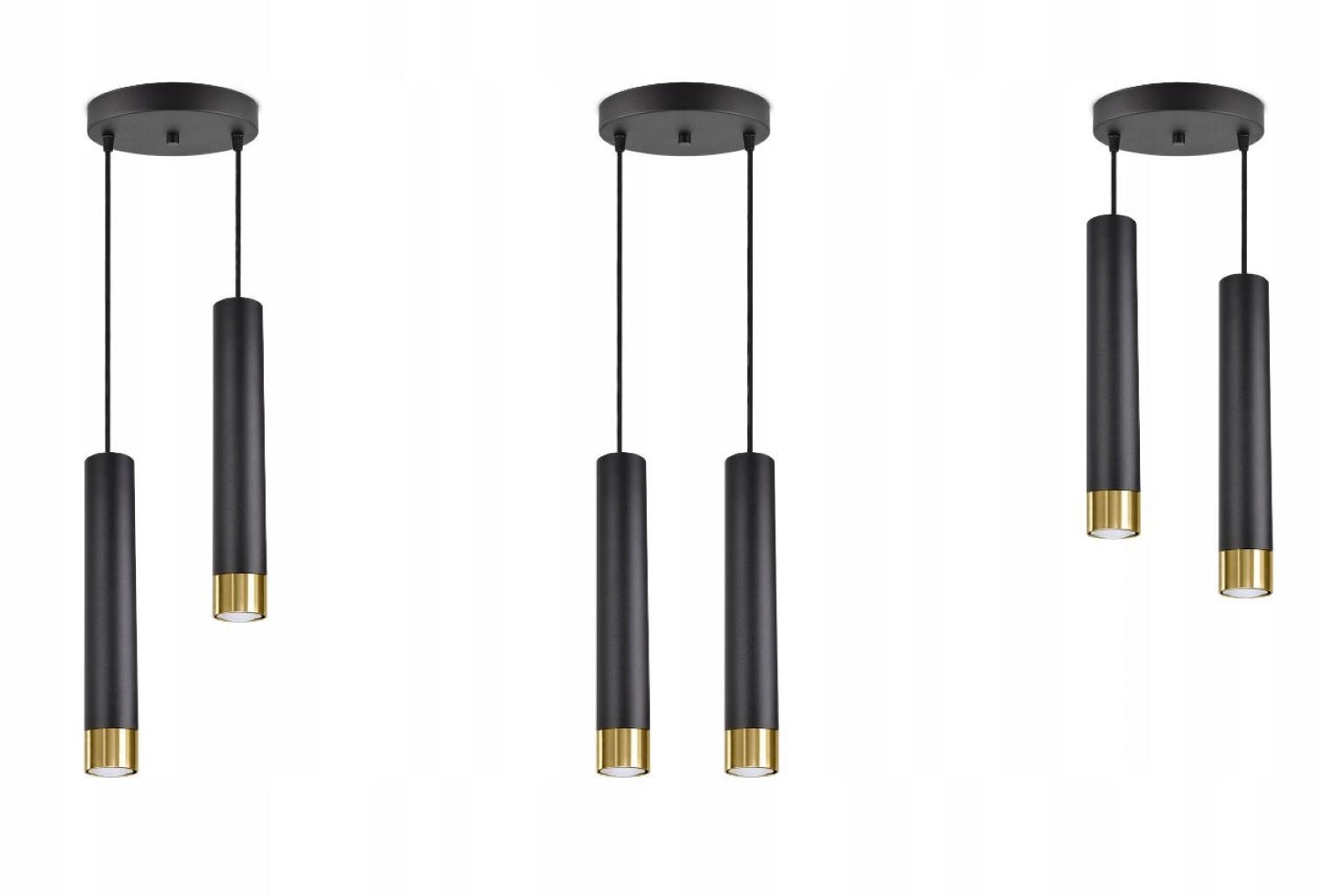 PENDELLEUCHTE Milano Tube - Goldfarben/Schwarz, Glas/Metall (20/20/100cm) - kiki design