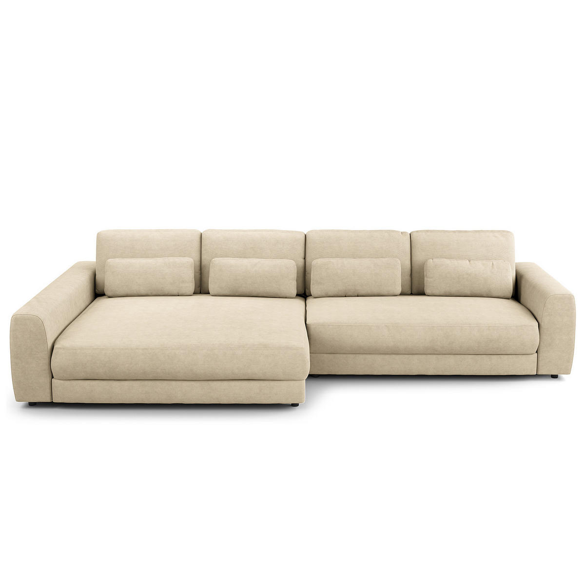 ECKSOFA mit XXL-Longchair - Beige/Schwarz, Kunststoff/Textil (323/182cm) - home24