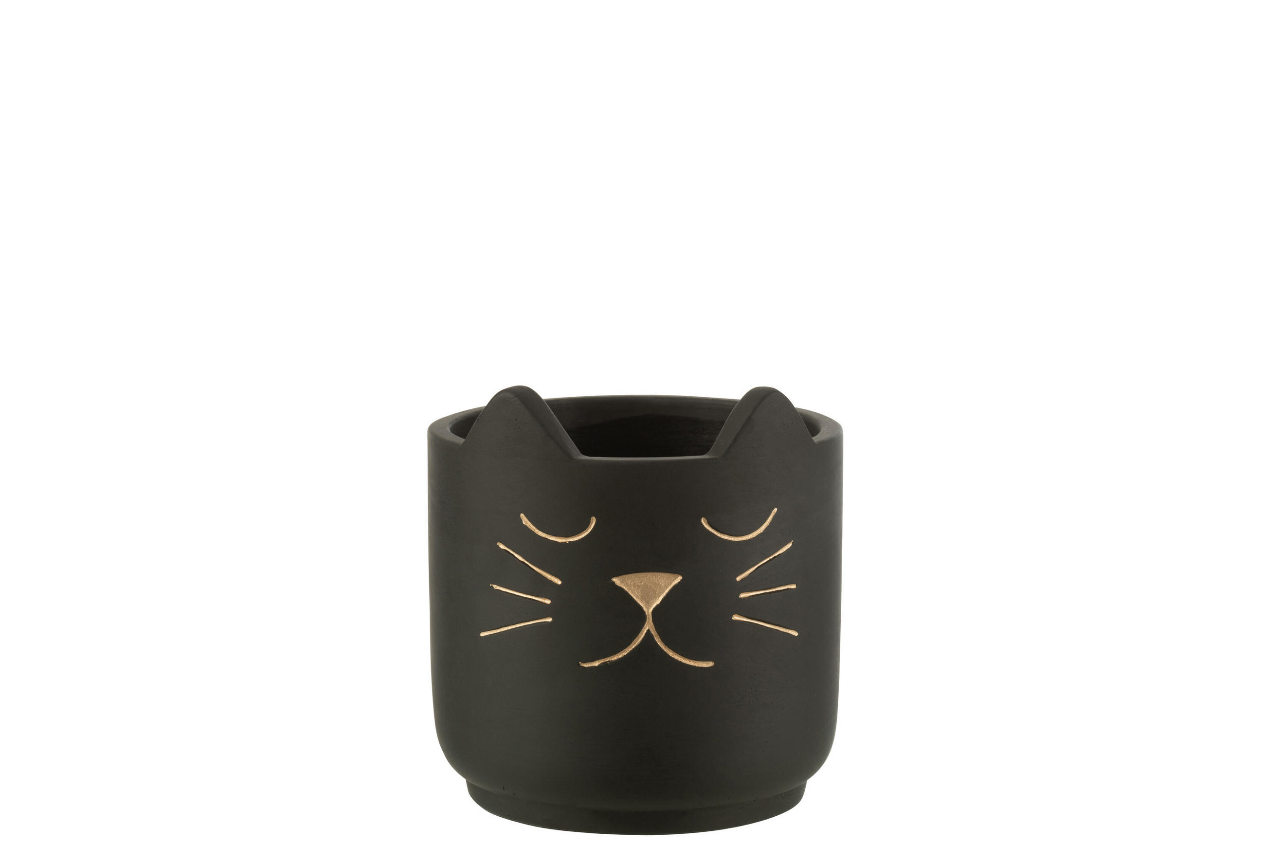 BLUMENTOPF KAT - Töpferei - Schwarz - S - Ø 14 cm - Schwarz, Keramik (14/14.5cm) - J-Line