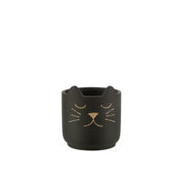 BLUMENTOPF KAT - Töpferei - Schwarz - S - Ø 14 cm - Schwarz, Keramik (14/14.5cm) - J-Line