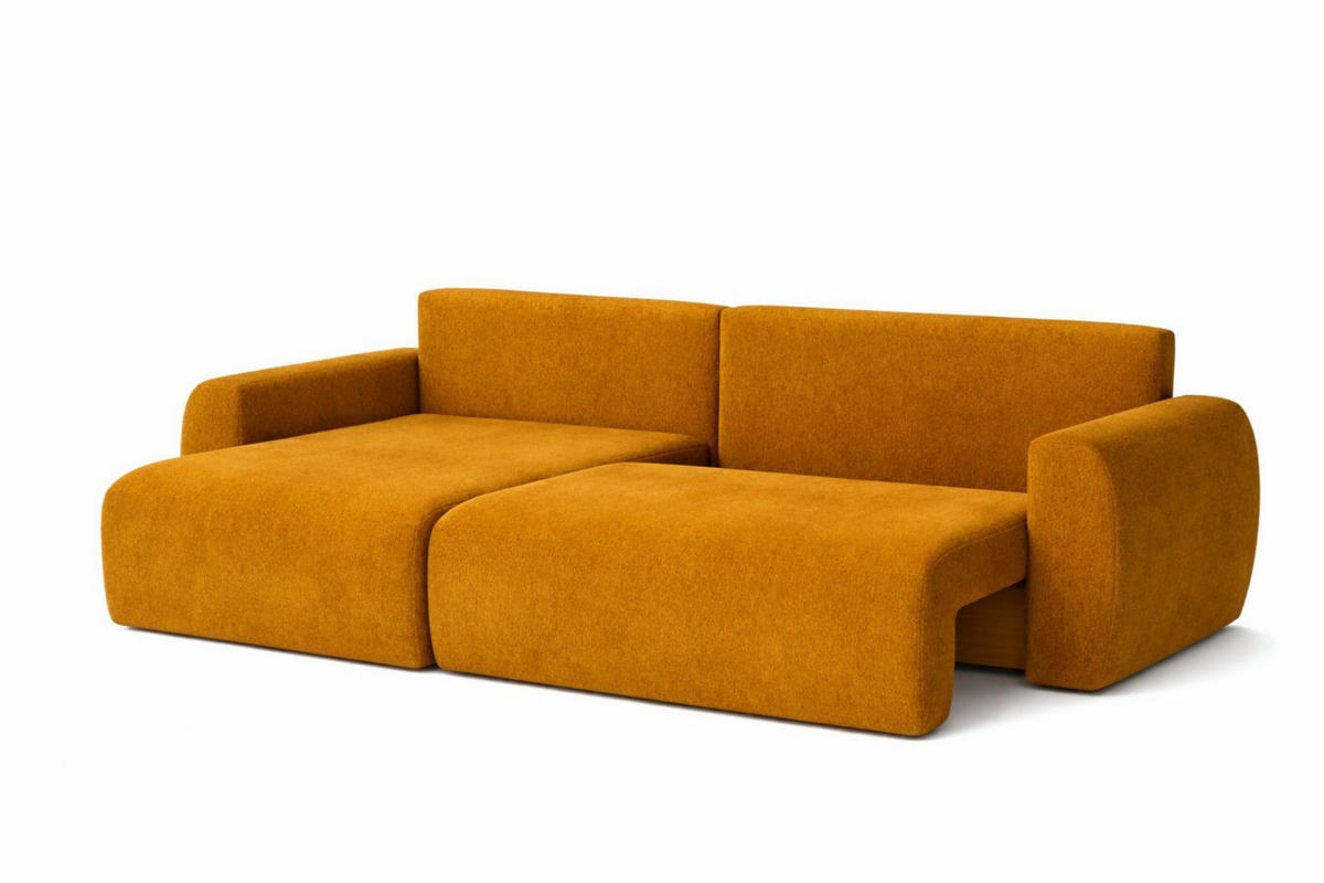 ECKSOFA Mit Schlaffunktion Ariel L, Velours, Stoff Salvador, Gelb, Links - Gelb, Holz (250/142cm) - Kaiser Möbel