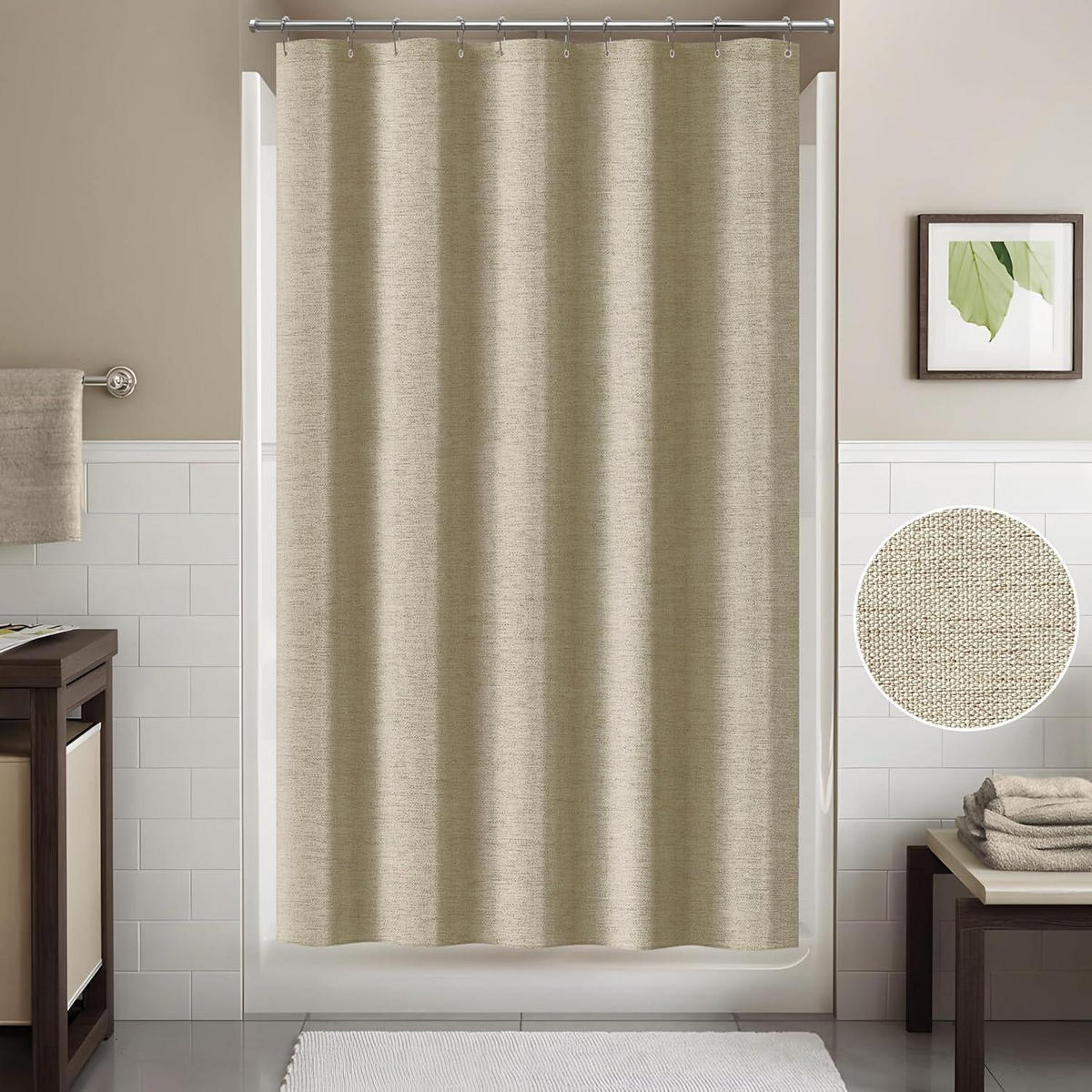DUSCHVORHANG Leinen Taupe 152 x 214 cm - Beige, Textil (152/214cm)