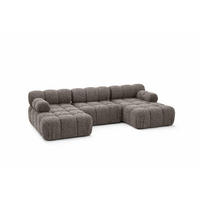 ECKSOFA U-Form, Stoff Bouclé Abriamo, Braun, Selia U - Braun, Holz (285/70/160cm) - Kaiser Möbel