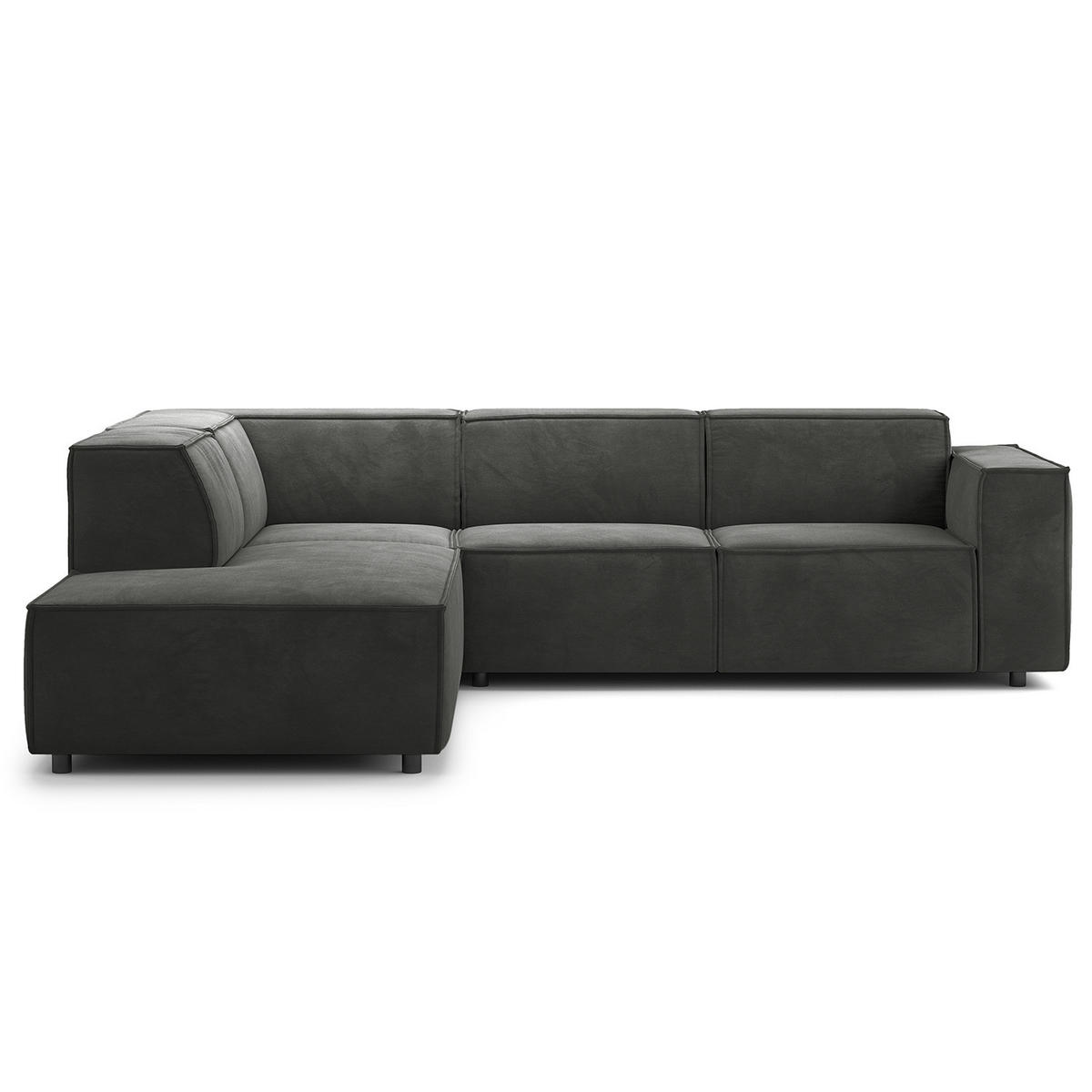 ECKSOFA mit Ottomane - Schwarz/Grau, Kunststoff/Textil (260/234cm) - home24