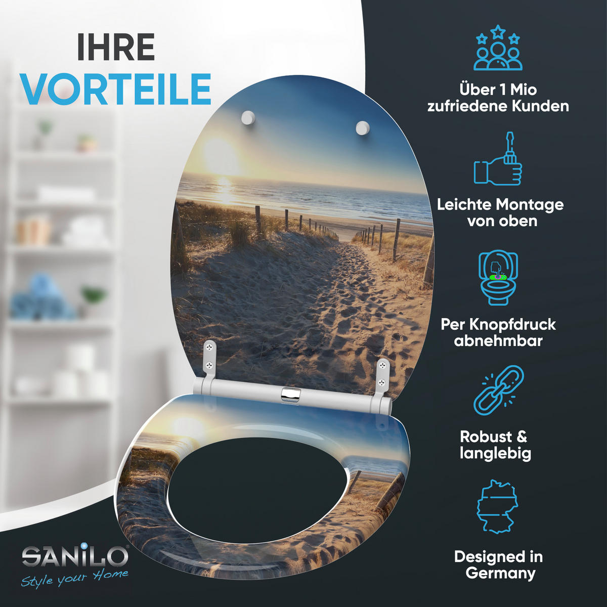 WC-SITZ mit Absenkautomatik & Top Fix Düne - Braun, Holzwerkstoff (37.7/5.5/48cm) - Sanilo
