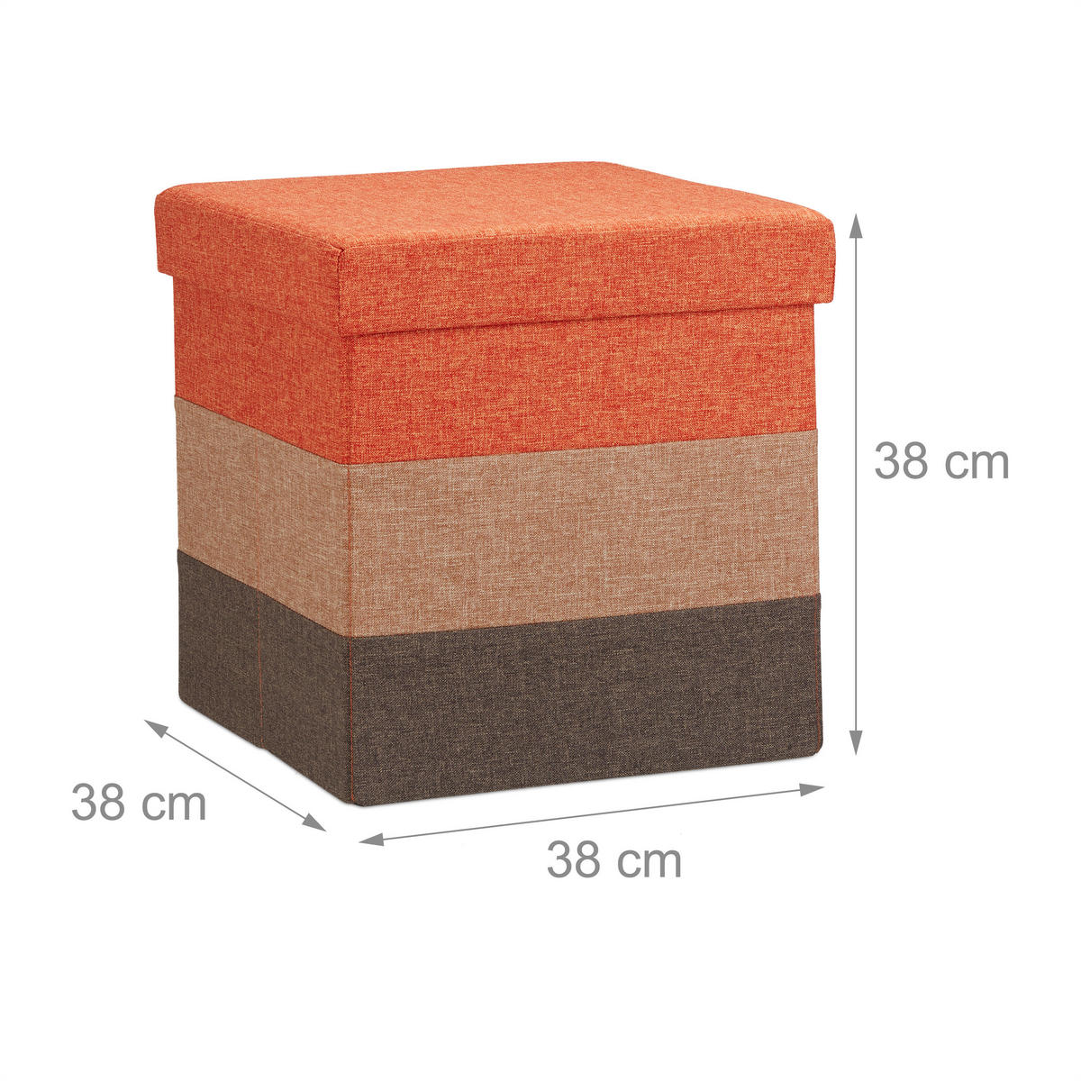 HOCKER - Multicolor, Holzwerkstoff/Textil (38/38/38cm) - Relaxdays