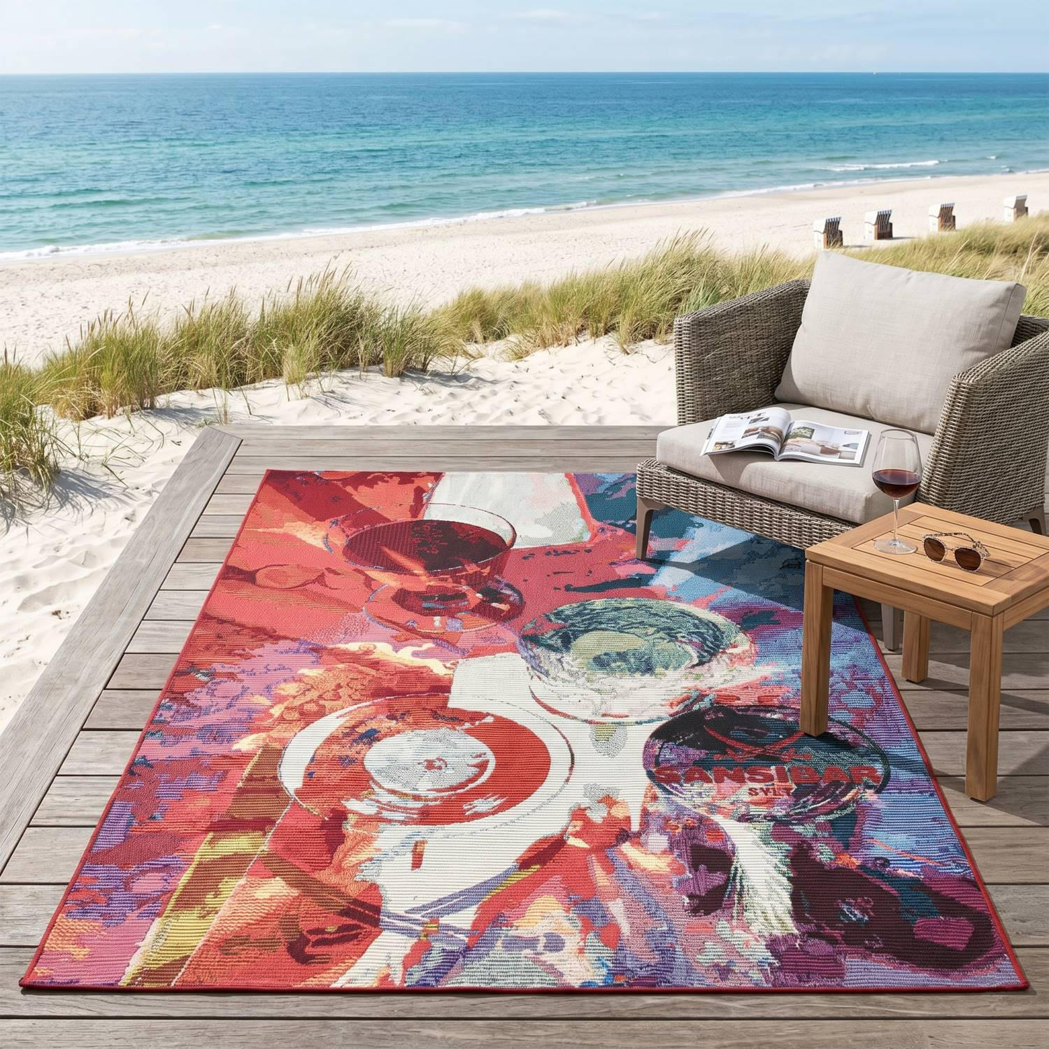 Sansibar Sylt Outdoorteppich Mehrfarbig 100x200 cm