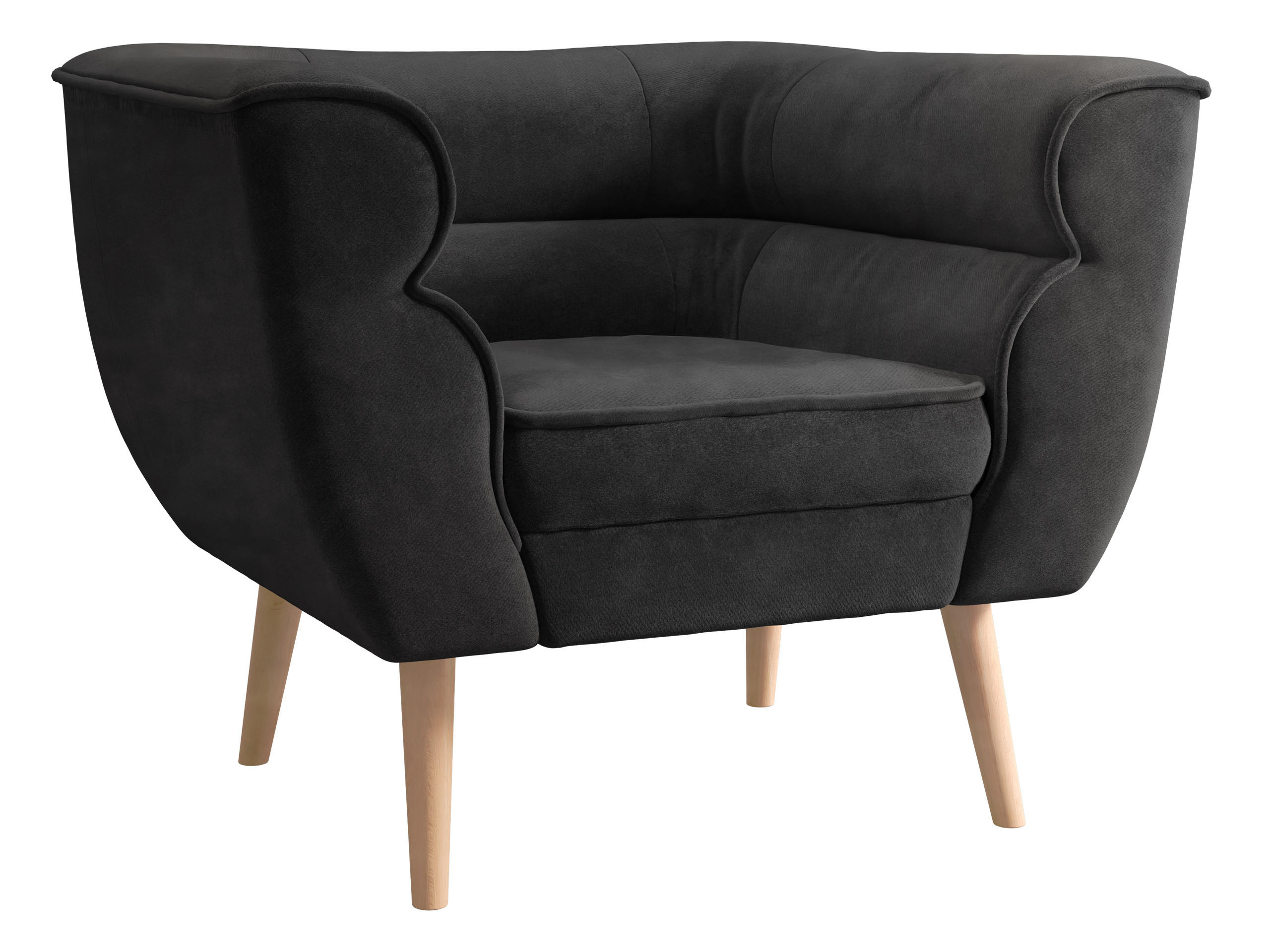 SESSEL Bal 1 - Dunkelgrau/Naturfarben, Holz/Textil (82/75/74cm) - MIRJAN24