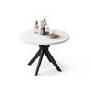 ESSTISCH rund Weiß matt - Schwarz matt ausziehbar - Schwarz/Weiß, Holzwerkstoff (110/110/77cm) - designimpex