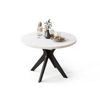 ESSTISCH rund Weiß matt - Schwarz matt ausziehbar - Schwarz/Weiß, Holzwerkstoff (110/110/77cm) - designimpex