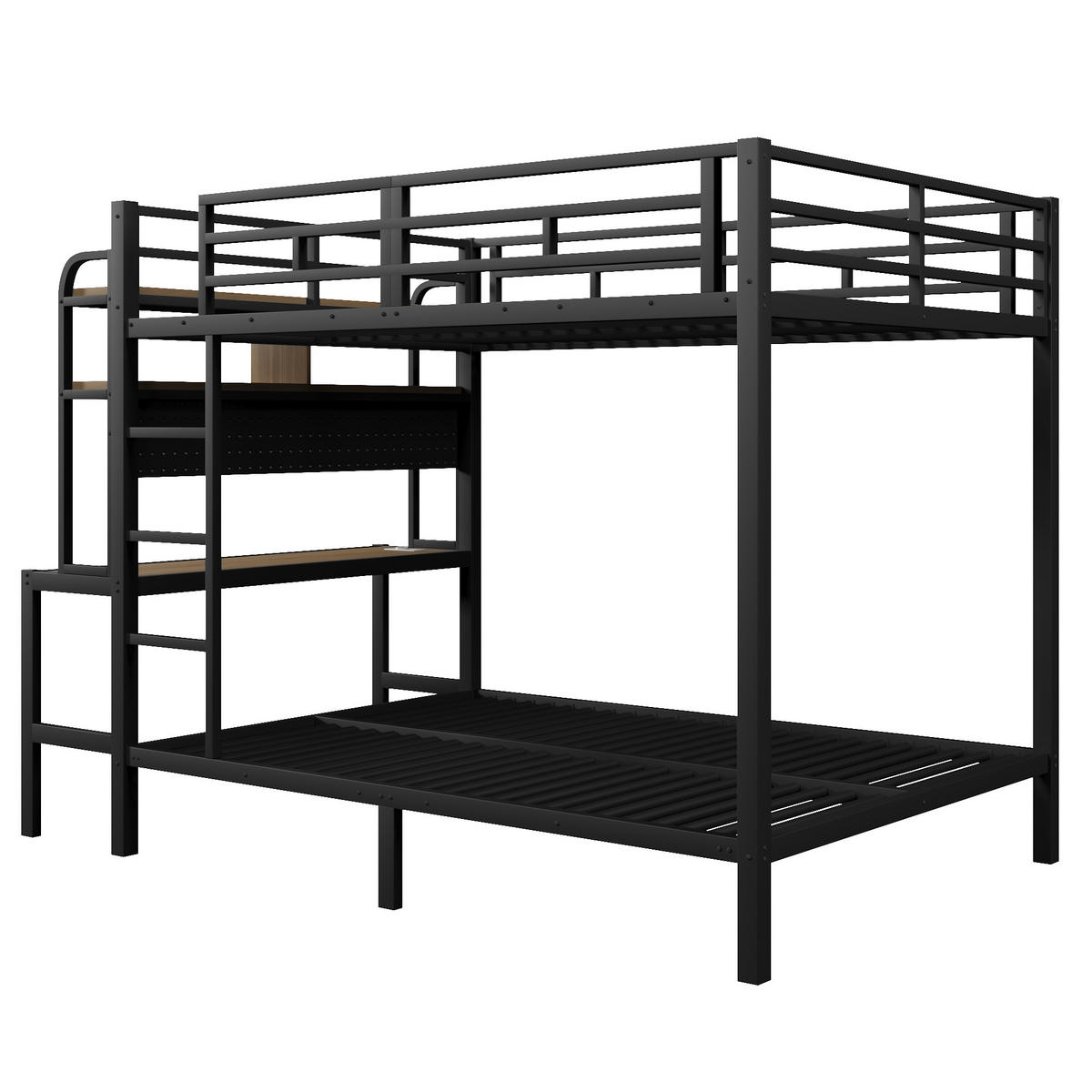 ETAGENBETT mit Schreibtisch 140x200 cm Metall MDF Schwarz - Schwarz, Metall (140/200cm) - Meubliv