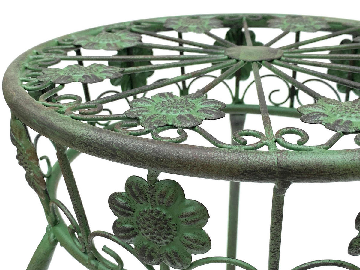 BLUMENHOCKER rund Metall Grün antik 36/36/75 cm - Grün, Metall (36/75/36cm) - DanDiBo