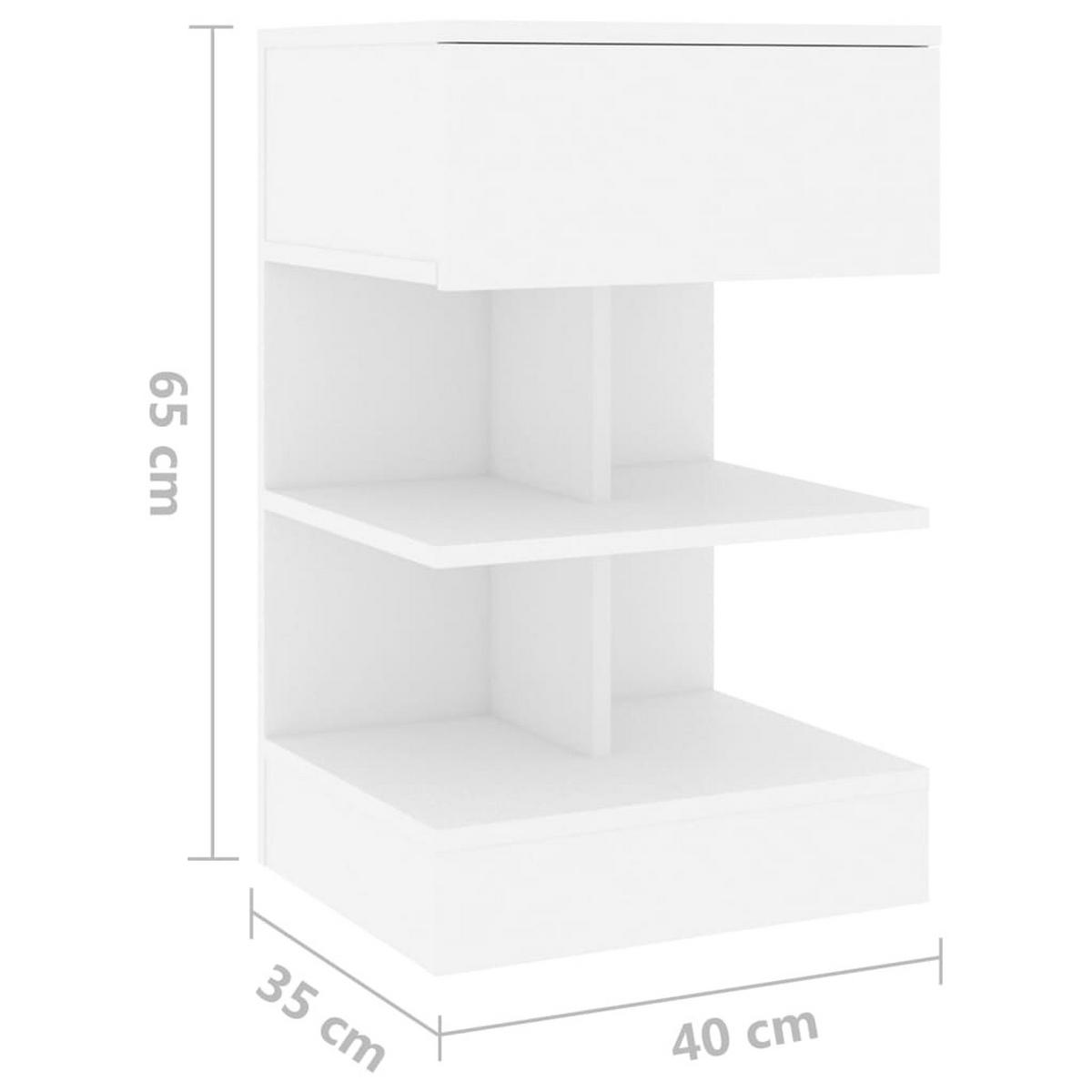 NACHTTISCH mit 1 Regal 40/35/65 cm aus Holzwerkstoff in Weiß - Weiß, Holz (40/65/35cm) - vidaXL