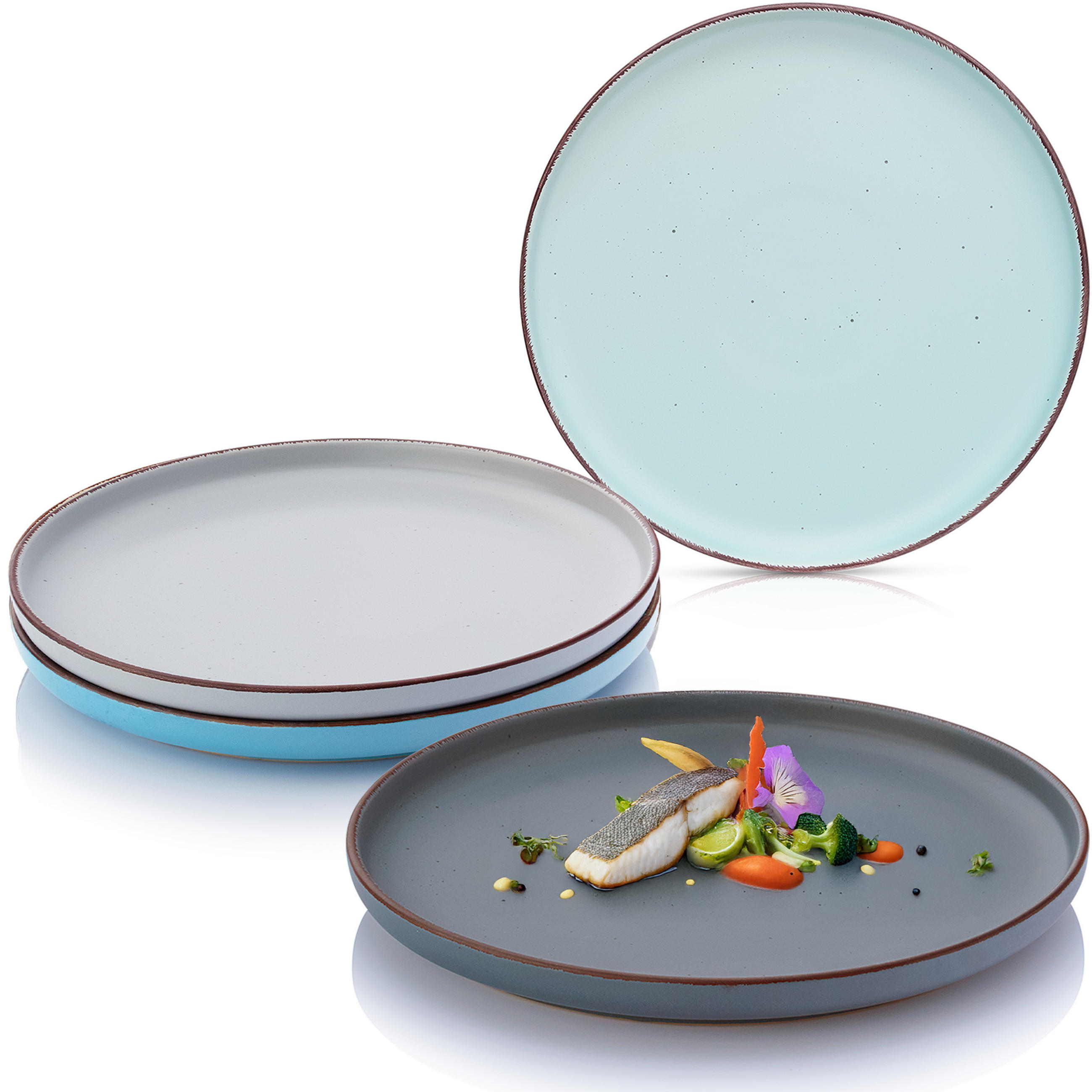 SPEISETELLER BOMBAY SKY SHADES - 4 teilig aus Steingut - Blau/Grau, Stein (27cm) - Sänger